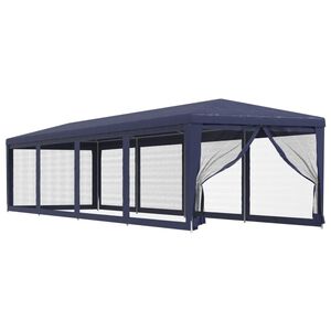 vidaXL Tente de f&ecirc;te et 10 parois lat&eacute;rales en maille Bleu 3x12 m PEHD