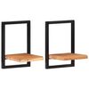 vidaXL &Eacute;tag&egrave;res murales 2 pcs 25x25x35 cm Bois d'acacia et acier