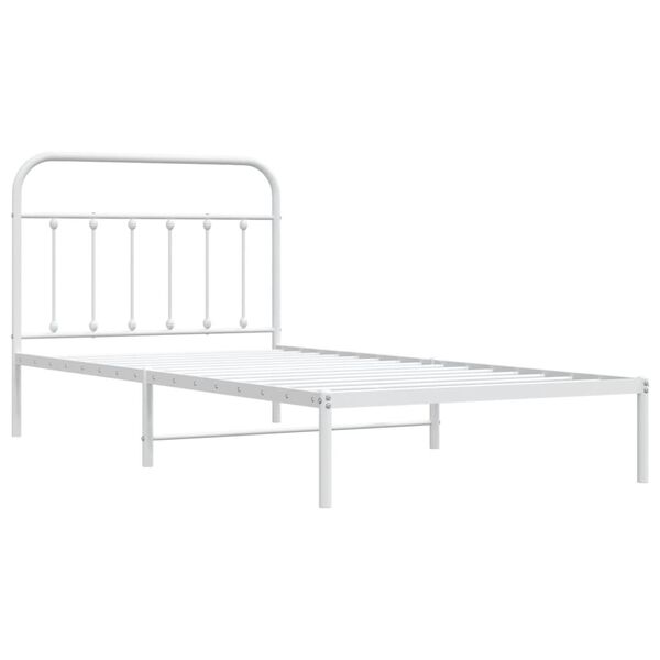 vidaXL Cadre de lit métal sans matelas et tête de lit blanc 107x203 cm