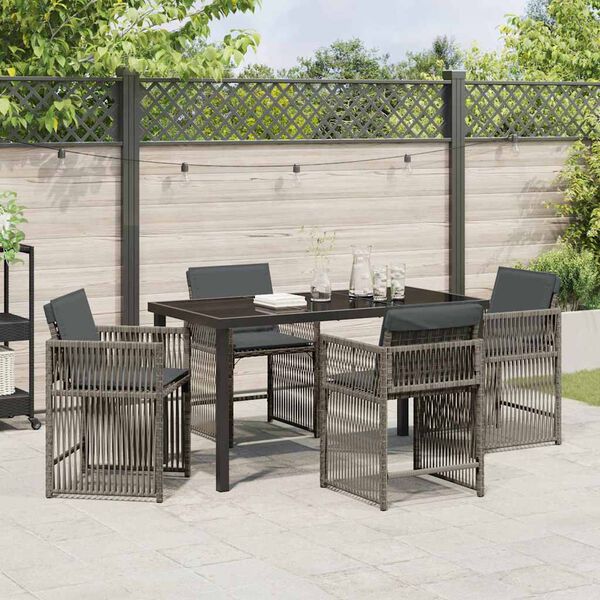 vidaXL Ensemble de salle &agrave; manger pour jardin 5 pcs Gris polyrotin