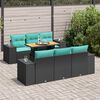 vidaXL Salon de jardin 7 pcs avec coussins noir r&eacute;sine tress&eacute;e