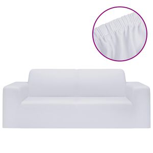 vidaXL Housse extensible de canap&eacute; 2 places Blanc Jersey de polyester