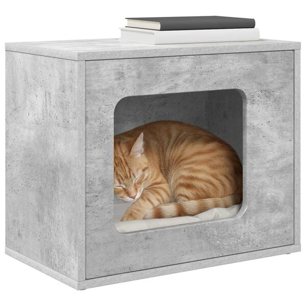 vidaXL Maison pour chat B&eacute;ton 51 x 30 x 42,5 cm Bois d'ing&eacute;nierie