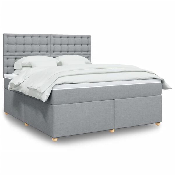 vidaXL Sommier &agrave; lattes de lit avec matelas Gris clair 180x200cm Tissu