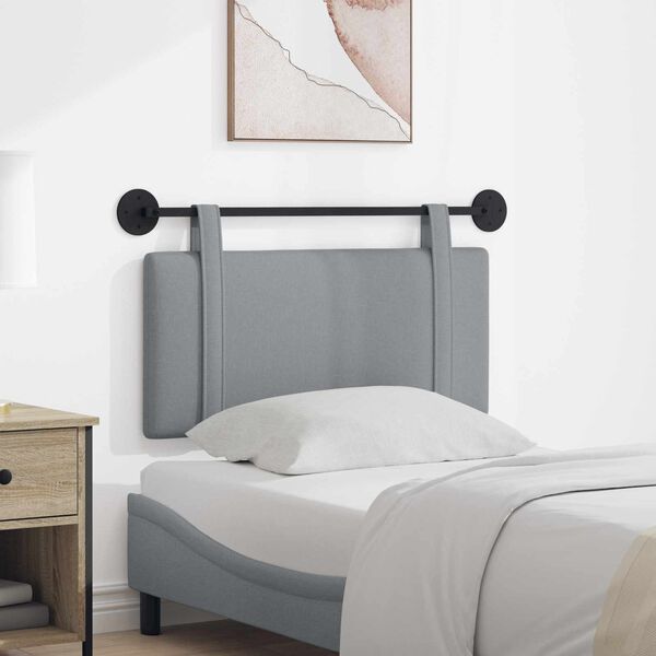 vidaXL T&ecirc;te de lit suspendue Uni Gris clair 90 x 55 x 5 cm tissu