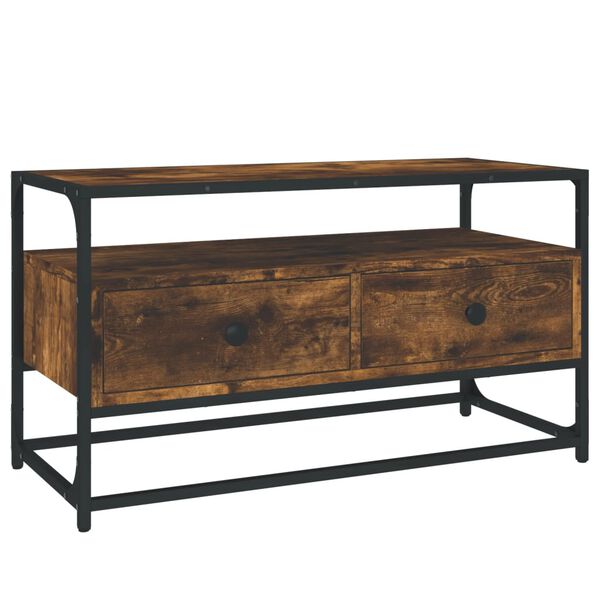 vidaXL Meuble TV chêne fumé 80x35x45 cm bois d'ingénierie