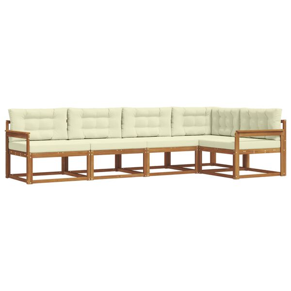vidaXL Ensemble de canap&eacute;s d'ext&eacute;rieur 5 pcs Naturel et Cr&egrave;me