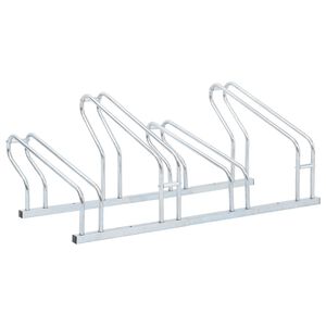 vidaXL Support de v&eacute;lo au sol autoportant pour 4 v&eacute;los acier galvanis&eacute;