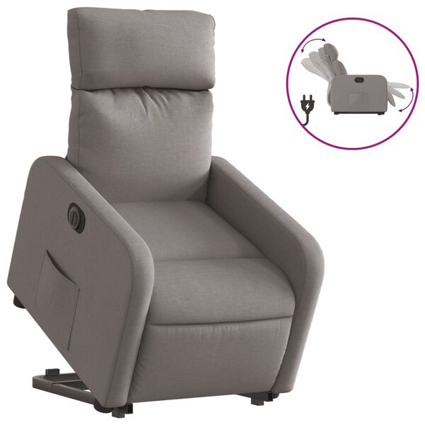 vidaXL Fauteuil inclinable &eacute;lectrique taupe tissu