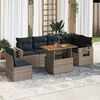 vidaXL Salon de jardin avec coussins 7 pcs gris r&eacute;sine tress&eacute;e