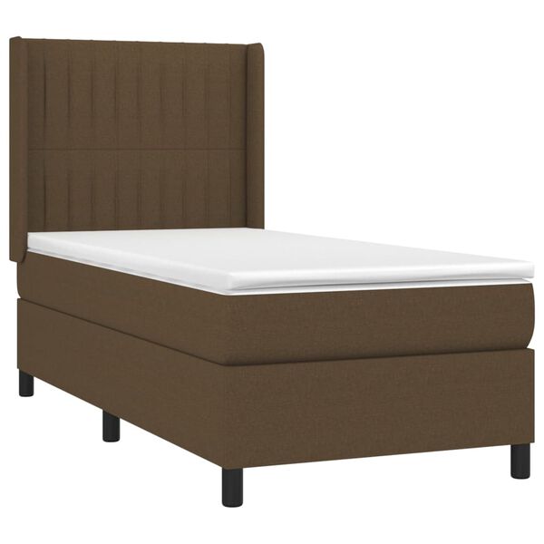 vidaXL Sommier &agrave; lattes de lit avec matelas Marron fonc&eacute; 90x190 cm