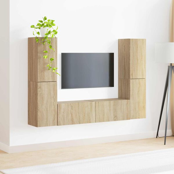 vidaXL Ensemble meuble TV 6 pcs Ch&ecirc;ne Sonoma Bois d'ing&eacute;nierie