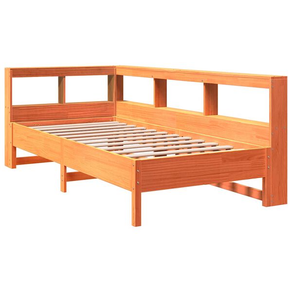 vidaXL Lit biblioth&egrave;que sans matelas cire marron 100x200 cm pin massif