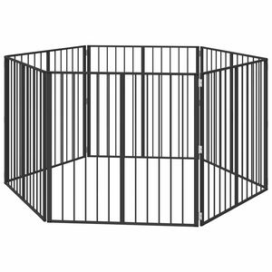vidaXL Porte pour chien 6 pcs Noir 100 x 100 cm Acier galvanis&eacute;