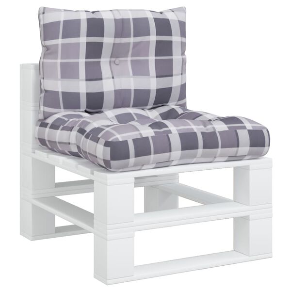 vidaXL Coussins de palette lot de 2 motif &agrave; carreaux gris tissu