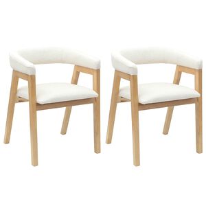 vidaXL Chaises de salle &agrave; manger 2 pc Bois de Caoutchouc Massif