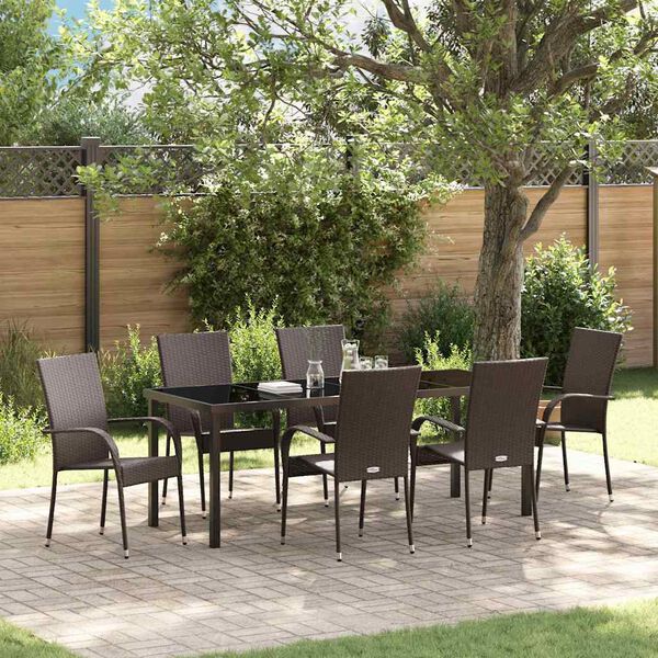 vidaXL Ensemble de salle &agrave; manger pour jardin 7 pcs Marron