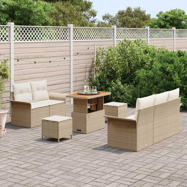 vidaXL Ensemble de canapé de jardin 8 pcs Beige polyrotin