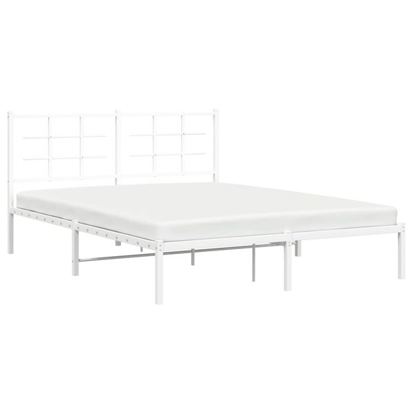 vidaXL Cadre de lit m&eacute;tal sans matelas et t&ecirc;te de lit blanc 160x200 cm