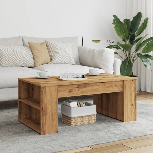 vidaXL Table basse chêne artisanal 102x55x42 cm bois d'ingénierie