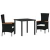 vidaXL Ensemble de salle &agrave; manger pour jardin 3 pc Noir