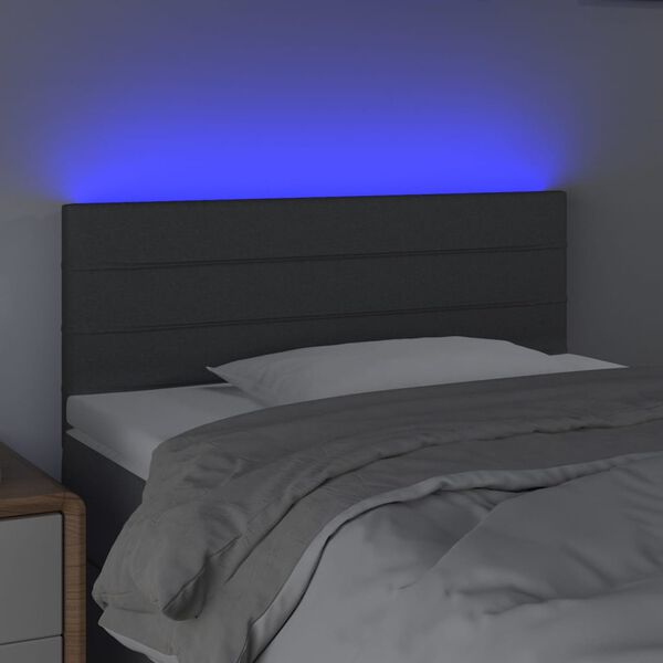 vidaXL T&ecirc;te de lit &agrave; LED Gris fonc&eacute; 100x5x78/88 cm Tissu