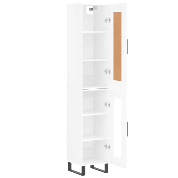 vidaXL Buffet haut Blanc brillant 34,5x34x180 cm Bois d'ing&eacute;nierie