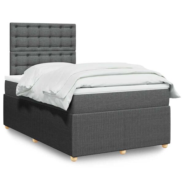 vidaXL Sommier &agrave; lattes de lit avec matelas Gris fonc&eacute; 120x200cm Tissu