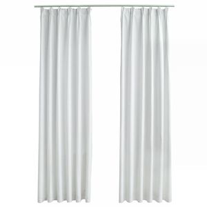 vidaXL Rideaux occultants avec crochets 2 pcs Blanc cass&eacute; 140x175 cm