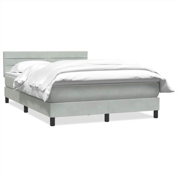 vidaXL Sommier &agrave; lattes de lit et matelas gris clair 160x210cm velours