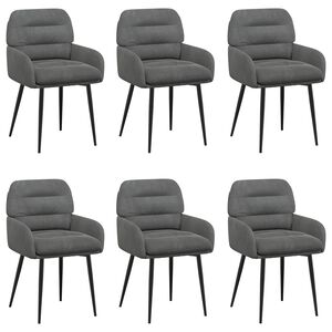 vidaXL Chaises de salle &agrave; manger 6 pc Velours Gris fonc&eacute;