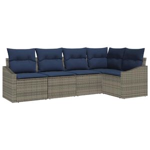 vidaXL Ensemble de canap&eacute; de jardin 5 pcs Gris et bleu marine