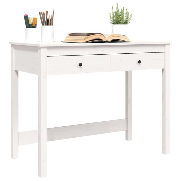 vidaXL Bureau avec tiroirs Blanc 100x50x78 cm Bois massif de pin