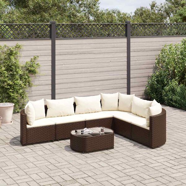 vidaXL Salon de jardin avec coussins 7 pcs marron r&eacute;sine tress&eacute;e
