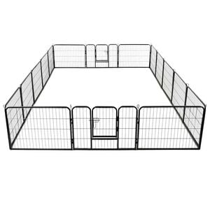 vidaXL Parc pour chiens 16 panneaux Acier 60 x 80 cm Noir