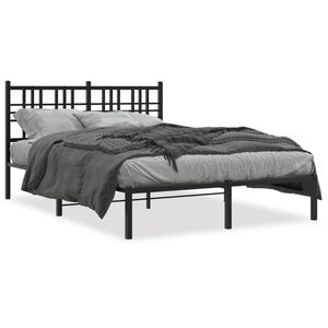 vidaXL Cadre de lit m&eacute;tal sans matelas avec t&ecirc;te de lit noir 120x200cm