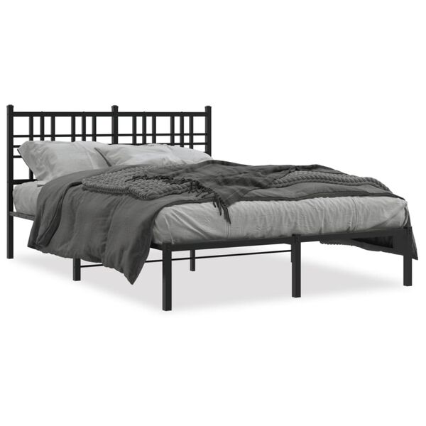 vidaXL Cadre de lit m&eacute;tal sans matelas avec t&ecirc;te de lit noir 120x200cm