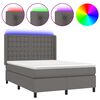 vidaXL Sommier à lattes de lit matelas LED Gris 140x190cm Similicuir