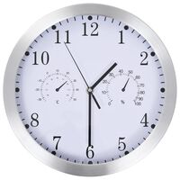 vidaXL Horloge murale à quartz Hygromètre et thermomètre 30 cm Blanc