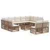 vidaXL Ensemble de canap&eacute; de jardin 12 pcs Beige polyrotin
