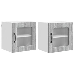 vidaXL Armoire en verre mural PORTO 2 pcs Gris Sonoma 40 x 31 x 40 cm