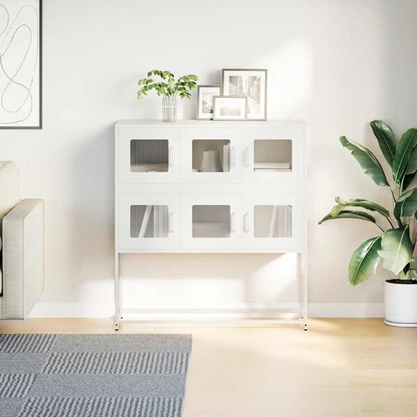 vidaXL Buffet blanc 100,5x39x107 cm acier laminé à froid