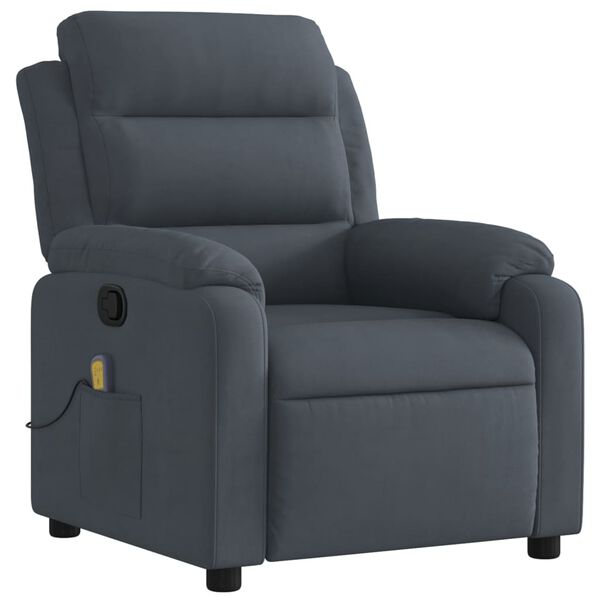 vidaXL Fauteuil inclinable de massage gris foncé velours