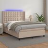 vidaXL Sommier &agrave; lattes de lit matelas LED Cappuccino 140x190 cm