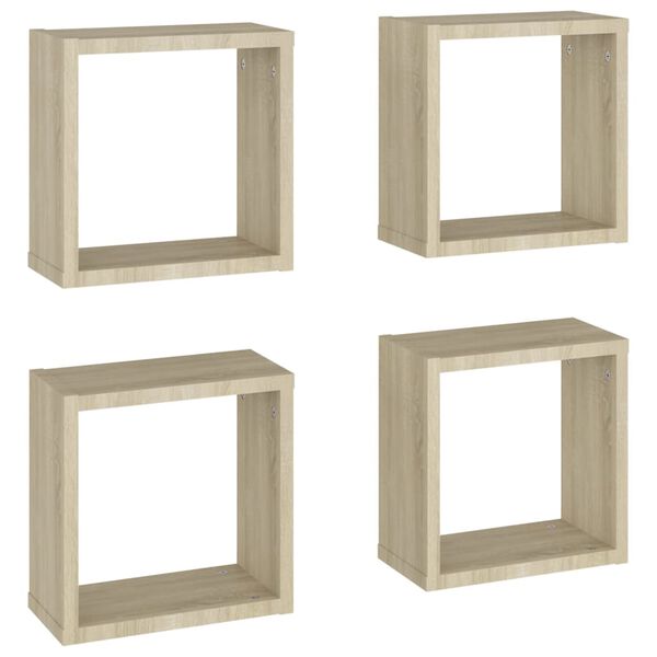 vidaXL Étagères cube murales 4 pcs Chêne sonoma 30x15x30 cm