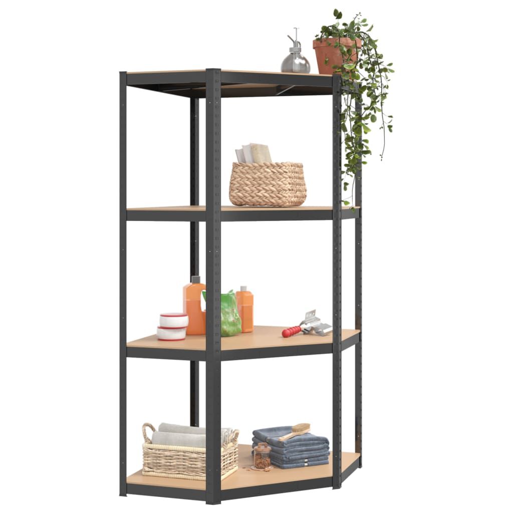 2 étagères 5 Niveaux Anthracite VidaXL - Acier Et Bois, Rangement Modulable, Neuf