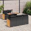 vidaXL Salon de jardin 6 pcs avec coussins noir résine tressée acacia