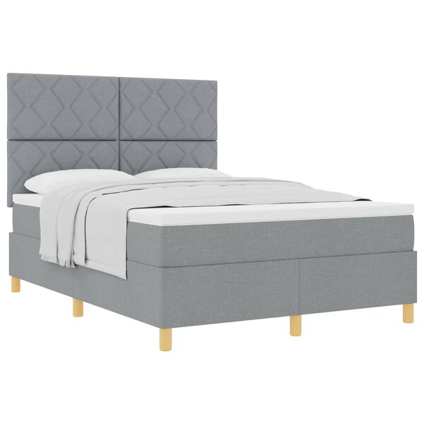 vidaXL Lit &agrave; ressorts avec matelas Gris clair 160 x 200 cm tissu
