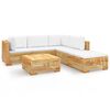 vidaXL Salon de jardin 6 pcs avec coussins Bois de teck solide