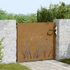 vidaXL Portail de jardin 85x100 cm acier corten conception d'herbe